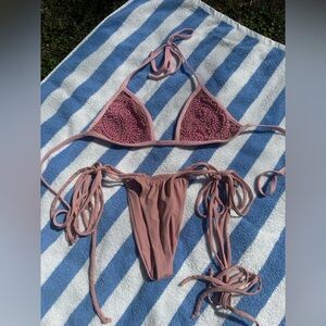 Beach Bunny Beaded bikini top with Stone Fox Bottoms